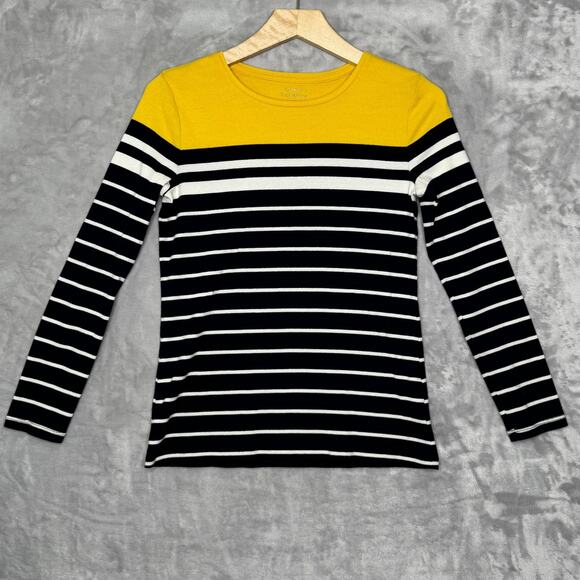 Talbots Shirt Womens Small Petite Striped Long Sleeve Classic Cotton Crew Neck - Picture 1 of 7